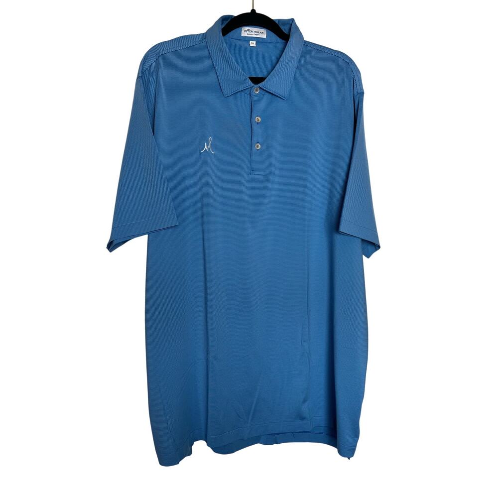 Peter Millar | Summer Comfort Blue with Purple Stripe Polo Shirt Size XXL